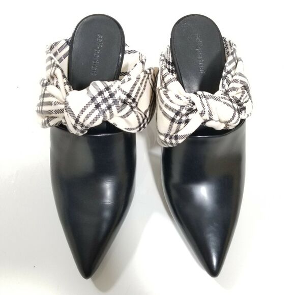 Self Portrait Lily Mules Block Heel Bow Black Leather Sz 9.5 NIB $460 - Picture 7 of 12